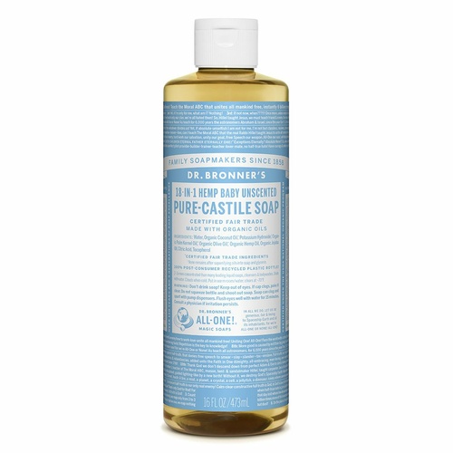 DR BRONNERS PURE-CASTILLE SOAP BABY UNSCENTED 473ML