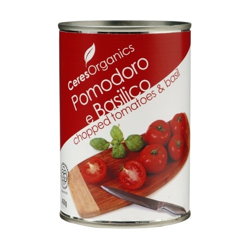Ceres Organics Tomatoes Chopped With Basil 400g