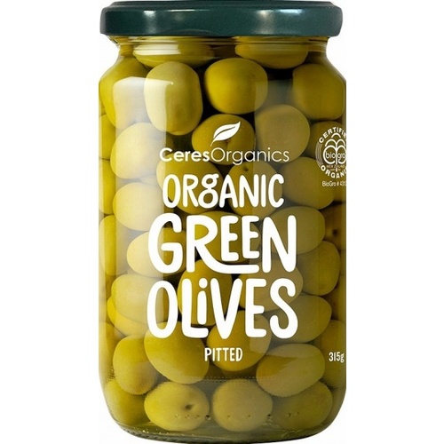 Ceres Organics Green Olives Pitted 315g