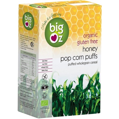 Big Oz Organic Honey Pop Corn Puffs G/F 250g