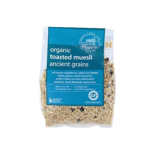 Real Good Foods Org Toasted Muesli Ancient Grains G/F Refill 375gm