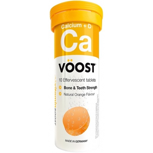 Voost Calcium & Vitamin D Effervescent Tablets - Orange Flavour 10tabs