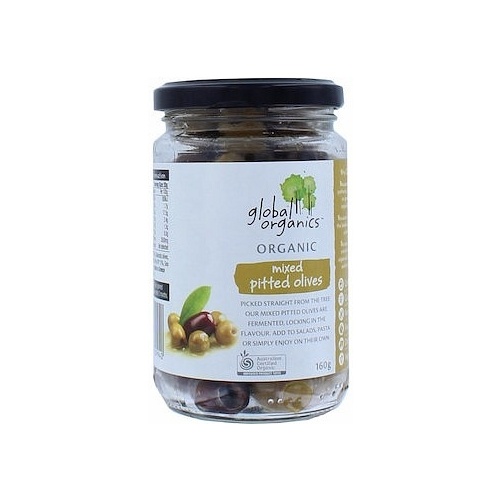 Global Organics Mixed Pitted Olives 160g