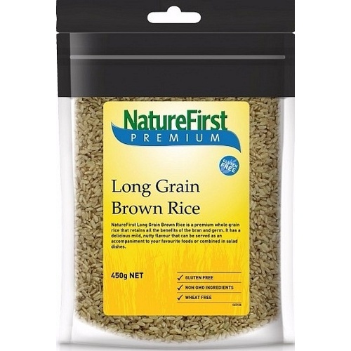 Natures First Rice Brown Long Grain 450g