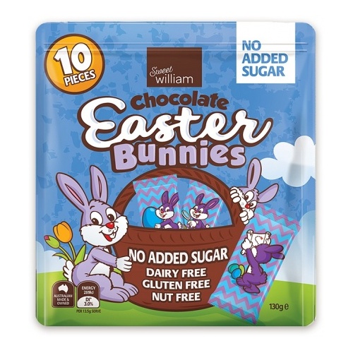Sweet William Chocolate Easter Bunnies NAS 10Pieces Multipack 130g