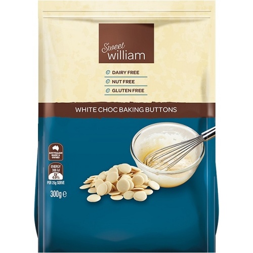 Sweet William White Choc Baking Buttons G/F 300g