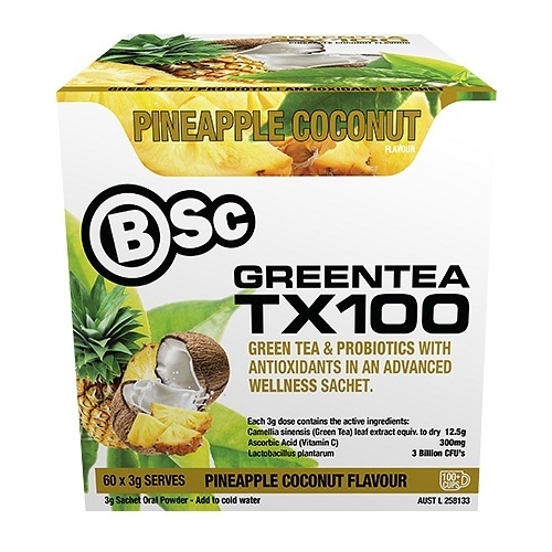 BSc Green Tea TX100 Pineapple Coconut 60x3g Serve Pack