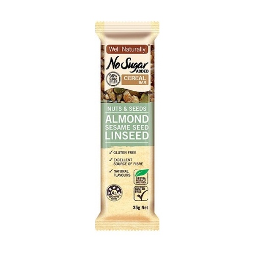 Well,naturally NAS Cereal Bar Nuts&Seeds Almond Sesame Seed Linseed G/F 16x35g