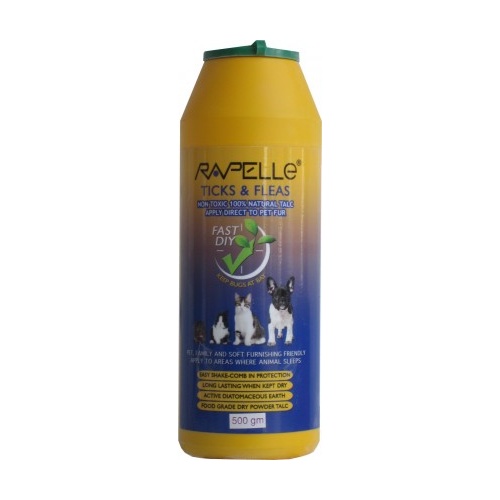 Rapelle Ticks & Fleas Non Toxic Talc Powder 500g