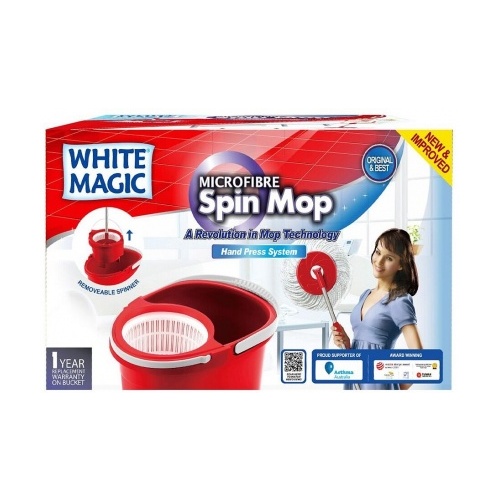 White Magic Spin Mop Hand Press System