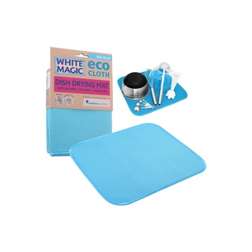 White Magic Eco Cloth Dish Drying Mat Sea Blue - 40x45cm