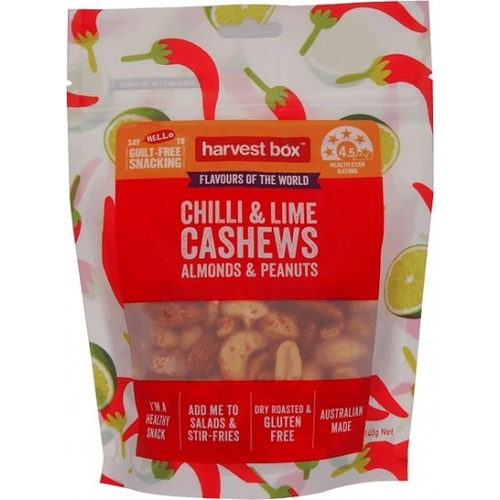 Harvest Box Chilli & Lime Cashews Almonds & Peanuts G/F 140g