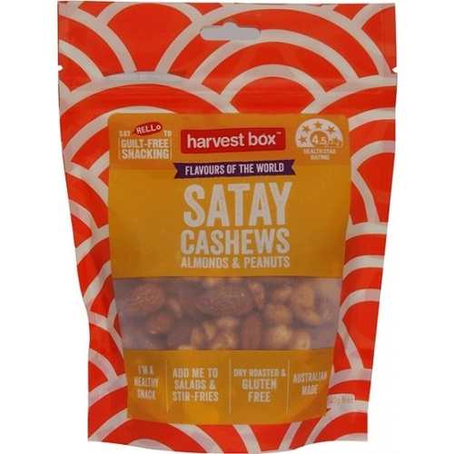 Harvest Box Satay Cashews Almonds & Peanuts G/F 140g