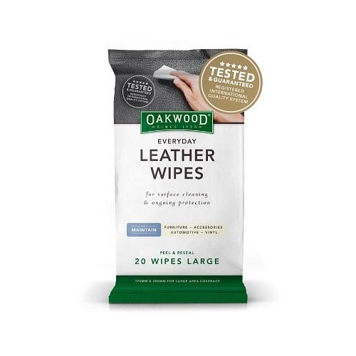 Oakwood Everyday Leather Wipes Large (170mmx300mm) 20 pack