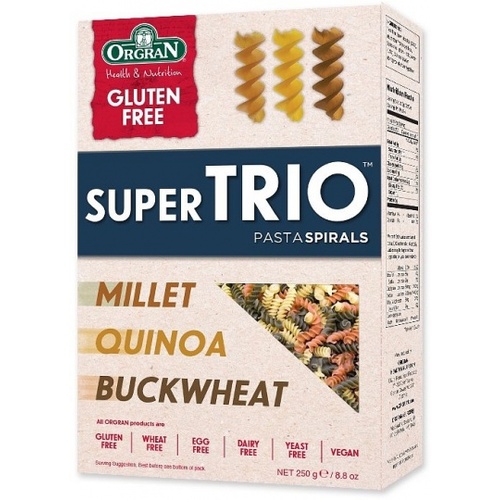 Orgran Super Trio Buckwheat, Quinoa and Millet Spiral Pasta 250g
