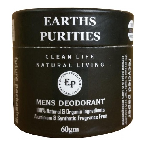Earths Purities Mens Natural Deodorant Pot with Applicator 60g