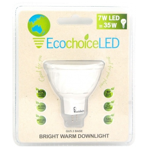 EcochoiceLED 7W Bright Warm Downlight GU5.3 Base