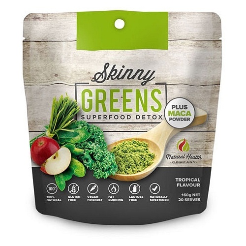 Natural Health Co Skinny Greens Superfood Detox + Maca Powder G/F 160g