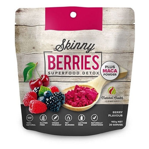 Natural Health Co Skinny Berries Superfood Detox + Maca Powder G/F 160g