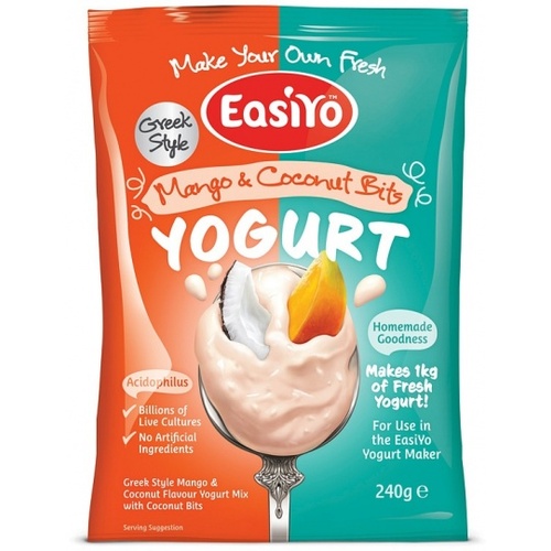 Easiyo Greek Style Mango &amp; Coconut Bits Yogurt 240g