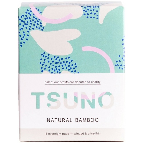 Tsuno Natural Bamboo Overnight Pads - Winged & Ultra Thin Box of 8