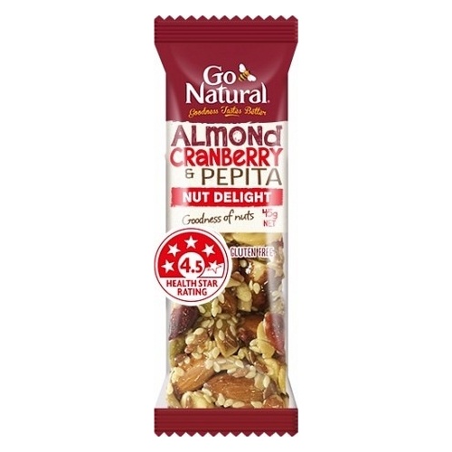 Go Natural Almond, Cranberry & Pepita Bar 16x45g