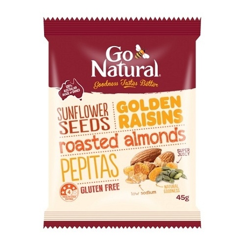 Go Natural Golden Raisins & Seeds Snack Pack 12x45g