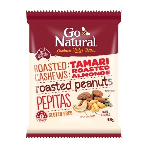 Go Natural Tamari Roasted Nut Snack Pack 12x45g