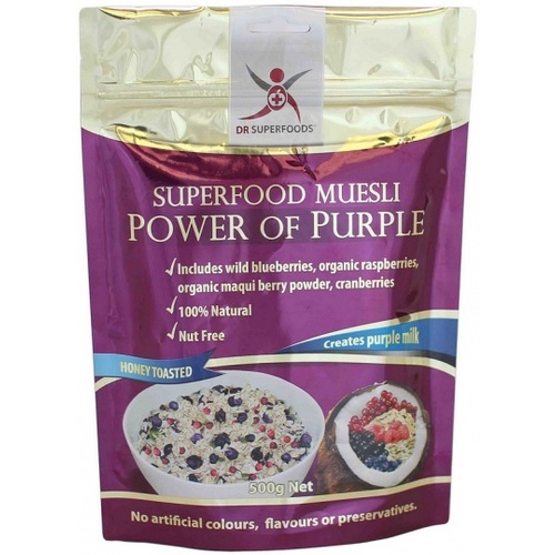 Dr Superfoods Power of Purple Honey Toasted Muesli 500g