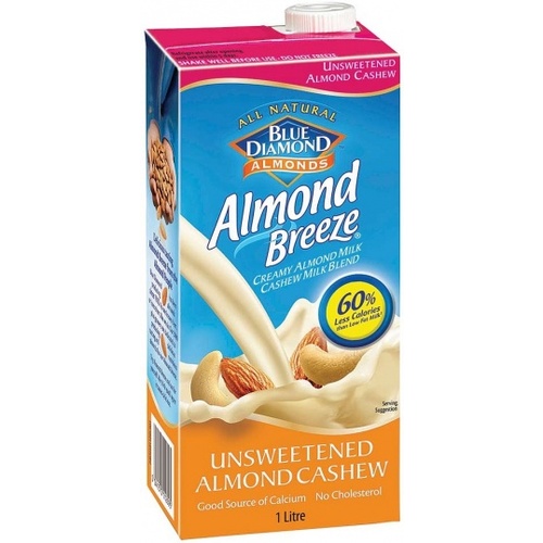 Blue Diamond Almond Breeze Unsweetened Almond &amp; Cashew 8x1L