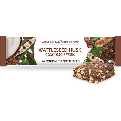 The Australian Superfood Co Wattleseed Husk, Cacao Raw Bar G/F 12x40g