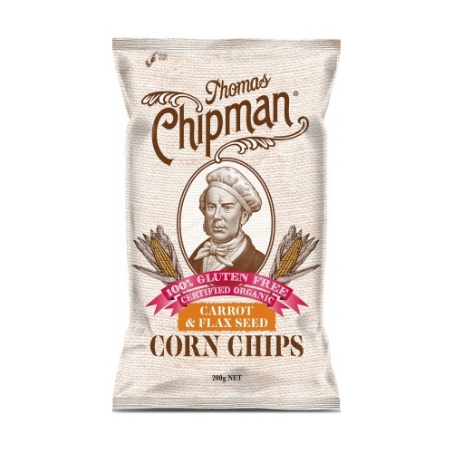 Thomas Chipman Organic Carrot &amp; Flaxseed Corn Chips G/F 200g