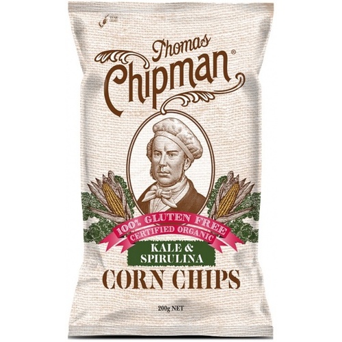 Thomas Chipman Organic Kale &amp; Spirulina Corn Chips G/F 200g