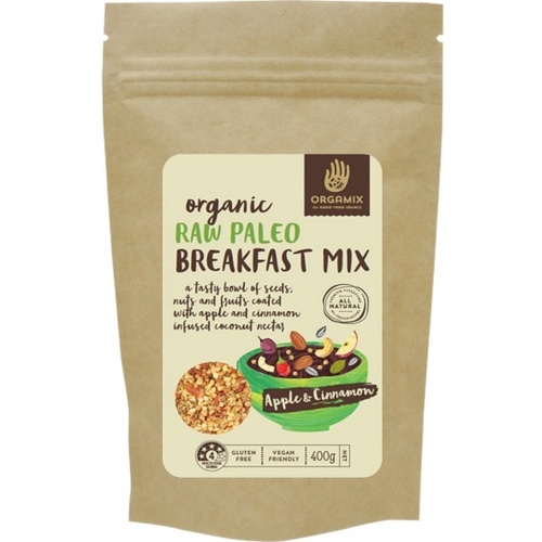 Orgamix Organic Raw Paleo Breakfast Mix Apple & Cinnamon G/F 400g