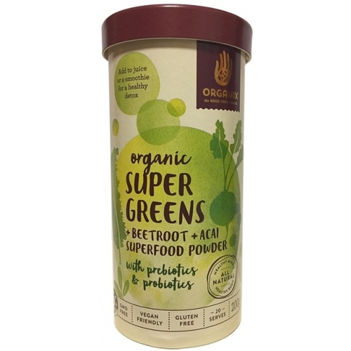 Orgamix Organic Super Greens + Beetroot+ Acai Powder G/F 200g