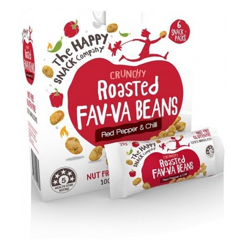 The Happy Snack Company Roasted Broadbeans Red Pepper & Chilli 6x25g Box