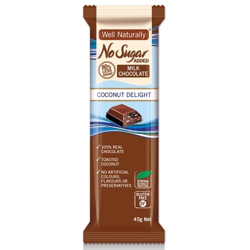 Well,naturally No Sugar Added Coconut Delight Bars G/F 12x45g