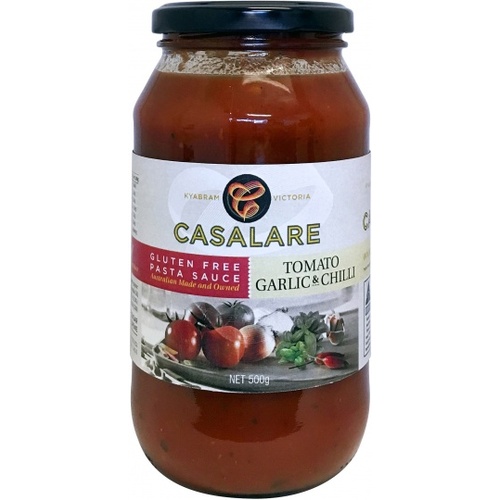 Casalare Pasta Sauce Tomato, Garlic and Chillie 500g