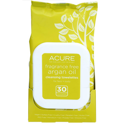 ACURE FRAGRANCE FREE ARGAN OIL CLEANSING TOWELETTES 30PK