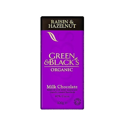 Green &amp; Blacks Raisin &amp; Hazelnut Chocolate 100g