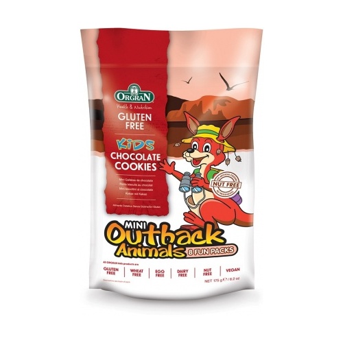 Orgran Kids Mini Outback Animals Chocolate Cookies 8 Fun Packs 175g