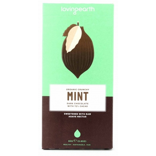 Loving Earth Organic Crunchy Mint Dark Chocolate 80g