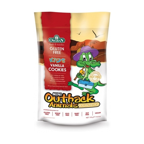 Orgran Kids Mini Outback Animals Vanilla Cookies 8 Fun Packs 175g