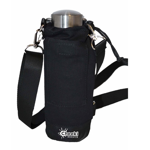LARGE BLACK INSULATED POUCH FOR CHEEKI 1 LITRE BOTTLES