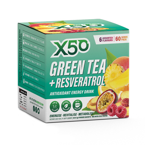 X50 GREEN TEA + RESVERATROL 60'S ASSTD