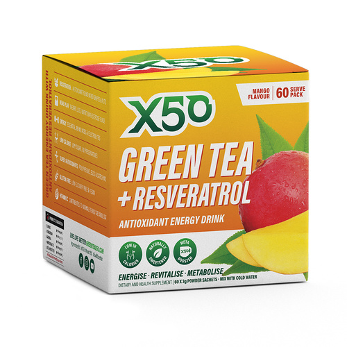 X50 GREEN TEA + RESVERATROL 60'S MANGO