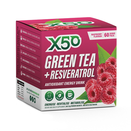 X50 GREEN TEA + RESVERATROL 60'S RASPBERRY