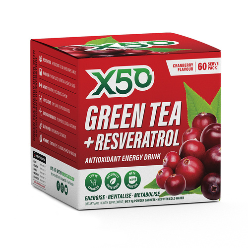 X50 GREEN TEA + RESVERATROL CRANBERRY 60'S