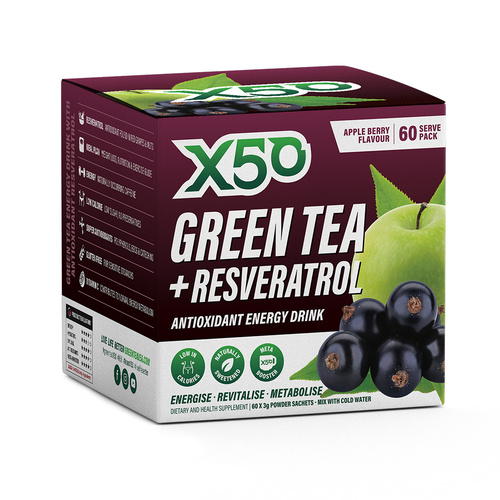 X50 GREEN TEA AND RESVERATROL APPLE BERRY 60 SERVE