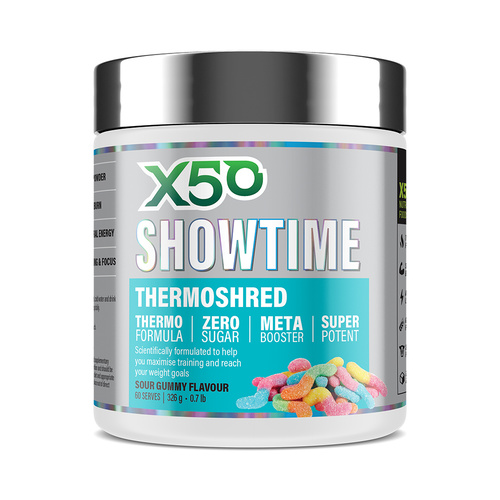 X50 SHOWTIME THERMOSHRED 60'S SOUR GUMMY